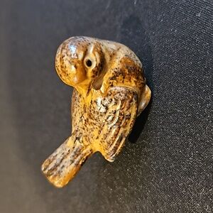 Napcoware Vintage Brown Bird Black Accents Japan Small Bird. Ceramic